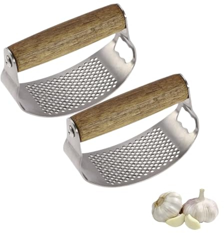 Presse-ail, 2 pièces broyeur d'ail en acier inoxydable, éplucheur d'ail à poignée ergonomique, presse-ail à bascule avec ouvre-bouteille, hachoir à ail, gadgets de cuisine pour un écrasement