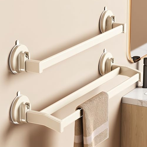Toallero De Baño Montado En Pared, Toallero Aleación De Aluminio, Toallero Autoadhesivo, Toallero De Baño con Ventosa Organizador De Riel para Estante De Baño(Grey,1 Pole 50cm/19.69in)