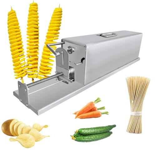 Affettatrice Automatica per Patate Stretch, Affettatrice Elettrica per Patate Tornado, Affettatrice Elettrica Commerciale per Patatine in Acciaio Inossidabile A Spirale con Spiedini di bambù Gratuiti