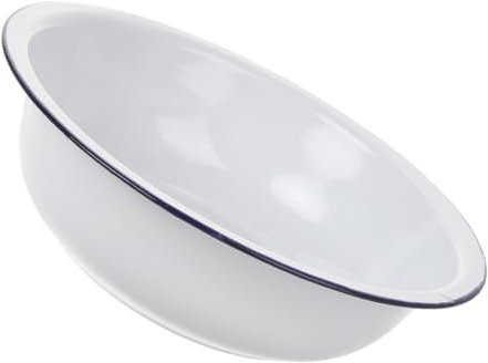 KITANDOVE Vintage Emaille Mischschüssel Robuste Weiße Enamelware Schüssel Für Waschen Von Gemüse Obst Vielseitige Küchenschüssel Zeitloses Design Für Nostalgische Küchen