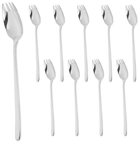 Guniata 10Pcs Stainless Steel Sporks Reusable Spork Salad Fork Dishwasher Safe Dessert Forks Comfortable to Hold Fruits Forks Portable Salad Forks Spork Set Metal Sporks for Home School Camping Hiking