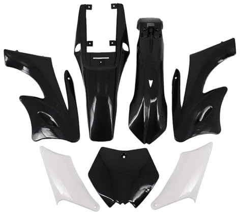 JUNPIY Plastkåpa Kåpa Kit Stänkskärm Fendrar Racersäten Gasbränsletankar 47 49cc Motor 2-takts Apollo Kids Dirt Pocket Bike Motorcykel Fairing Kit(Black Plastic)