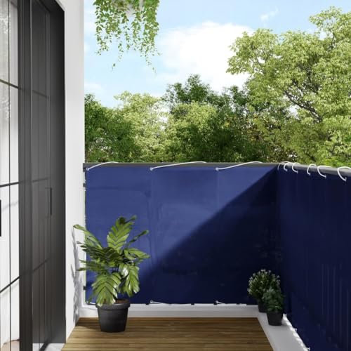 Gecheer Balkon Sichtschutz, Balkonbespannung mit Aluminium-Ösen, Balkonverkleidung Wasserfest, Balkonabdeckung Windschutz, Blau 120x800 cm 100% Polyester-Oxford