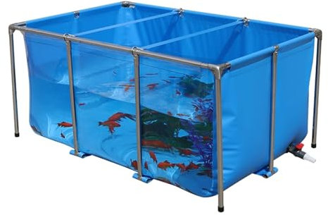 Aeovot Bassin Poisson Exterieur Jardin - Étang à Poissons en Toile PVC Hors Sol avec Cadre en Acier Inoxydable et Fenêtre de Visualisation Transparente, Aquarium Piscine Bassin Koï(100x60x30 cm)