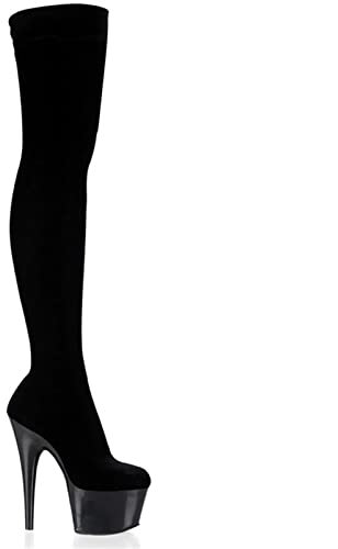 17 cm höga klackar Plattform över knähöga stövlar Stiletto lår Höga stövlar-röd||40
