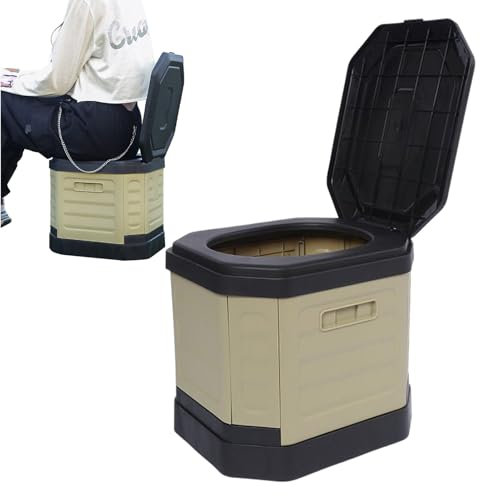 Acunny Camping-Toilette für den Außenbereich, zusammenklappbar, mit Eimer, für Reisen, Sanitär, für Wandern, Camping, Van und Wohnwagen