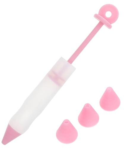 MOKKHNB Data [ Penna Per Decorare Torte in Silicone 4 Ugelli Staccabili Multifunzionale Per Biscotti e Pasticcini Kit Fai Da Te Pulizia Facile Da Usare Colore Rosa