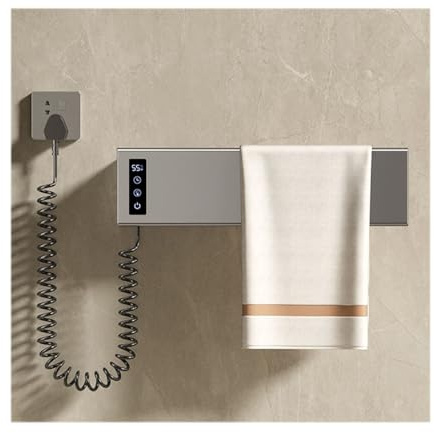 LYMGRZ Scaldasalviette Elettrico Intelligente da Parete, scaldasalviette a Temperatura costante, scaldasalviette Elettrico per Bagno, Colore Grigio A 1, Spina a Sinistra