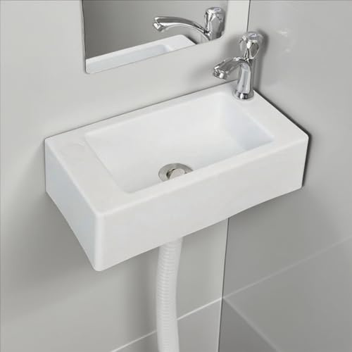 Lavandino da Parete Piccolo in Plastica,Lavello da Bagno con Rubinetto,Vasca per Lavanderia Portatile per Garage, Cantina, Giardino, Dormitorio,Camper