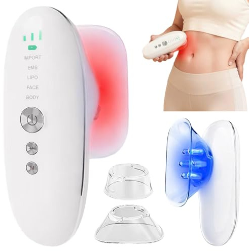 Body Sculpting Machine 5-in-1 – Lymphatic Drainage Massager, Anti Cellulite Massage Tool with Red Blue LED, EMS Import & Suction Cups for Face, Stomach, Thighs, Arms, Legs