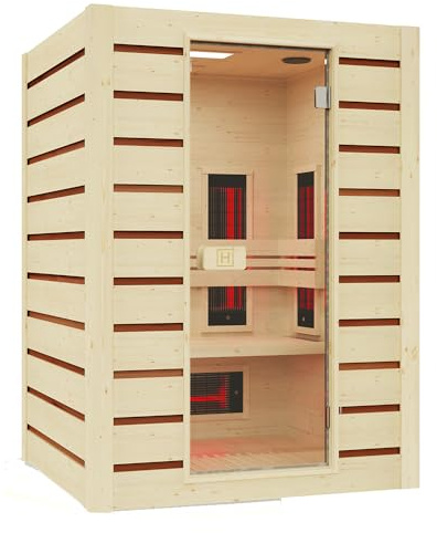 Holl's Sauna Hybride Combi 2 Places 140 x 130 x 190 cm + Poele HARVIA Vega 3,5kw + Pierres pour poêle 20kg Ø 5-10 cm