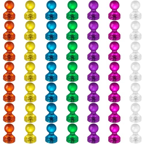 49 Stück Magnete für Magnettafel, Stark Runde Mini Bunt Kühlschrank | Kleine, Starke Haftkraft, Dekorativ, Langlebig 7 Farben, Transparentes Acryl, für Kühlschrank, Whiteboard, Metallschrank