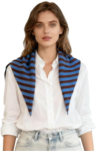 FUIPVGI Sciarpa triangolare lavorata a maglia, sciarpa triangolare lavorata a maglia per donna, foulard da donna Foulard estetico Y2k Scialle caldo per il collo, scialle caldo invernale (strisce)