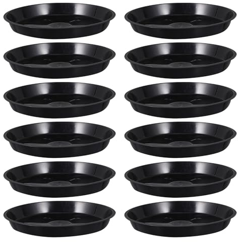JOINPAYA 30 Pezzi Sottovasi Rotondi in Plastica Vassoi Antigoccia per Piante da Interno ed Esterno Sottopentola Nero per Fiori Protezione Superfici da Acqua e Terra