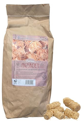 com-four® 2 kg träulltändare, ren och luktfri antändning för kamin grill | extra lång brinntid - made in Germany