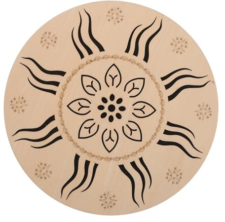 Regengeräuschtrommel in Beige, Handgehaltene Scheibentrommel | Outdoor Abenteuer, Realistischer Regenklang, Kunstvolle Ethnische Schnitzereien, 8-zoll Ausführung
