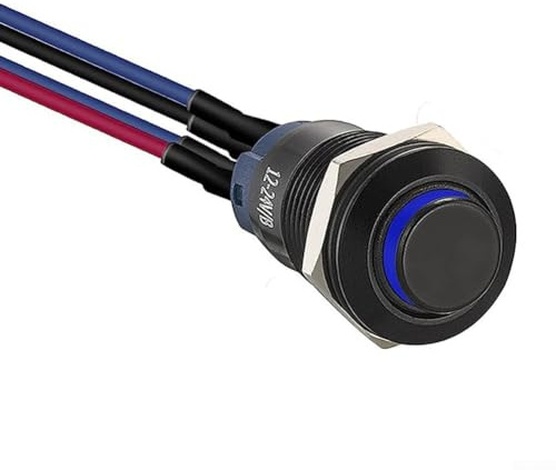 Pulsante a scatto da 12 mm, 5 pezzi, impermeabile IP65, con cavo saldato, guscio in lega di alluminio, interruttore nero per pannelli di controllo
