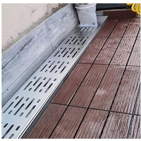 ZHENGQIAN Canaletta Doccia,Canaletta Scolo Acqua Piovana Canale di Scarico Stretto in Acciaio Inossidabile 304,per Grondaie Giardino Terrazza Pavimento del Giardino(H4*W7CM/H1.57*W2.75IN)