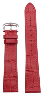 Mjukt och andningsbart läderrem som är lämpligt for Cartier/tank/solo/Santos klocktillbehör(Red-silver,17mm)