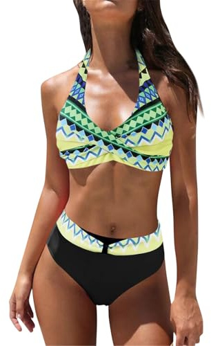 Bikinis Cuello en V Push Up Traje de Baño para Mujer Estampado Bikini Dos Piezas Deportivo Sexy Brasileño Swimwear Beachwear Veraneo Piscina Playa Vacaciones 2026