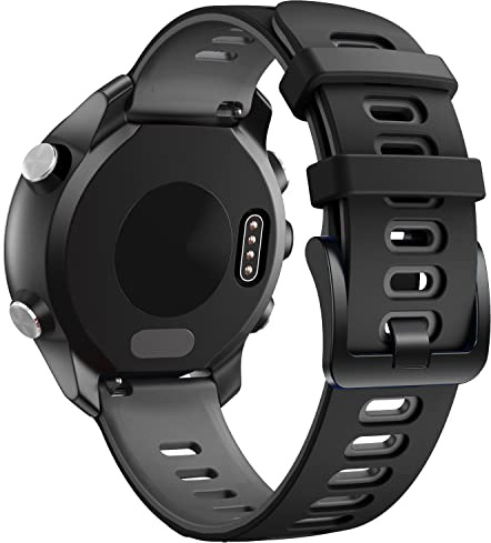 NotoCity für Garmin Vivoactive 3 Armband, 20mm Silikon Ersatzarmband Kompatibel mit Samsung Galaxy Active 2/ Gear Sport/Galaxy Watch 42 mm/Garmin Venu 2 Plus/Forerunner 645/245 (Schwarz-Grau)