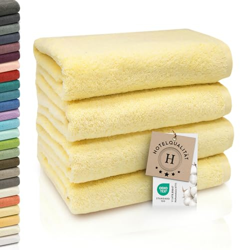 ZOLLNER 4er Set Handtücher - weiche und saugstarke Gästehandtücher - waschbar bis 95°C - Baumwolle - 50x100 cm in gelb