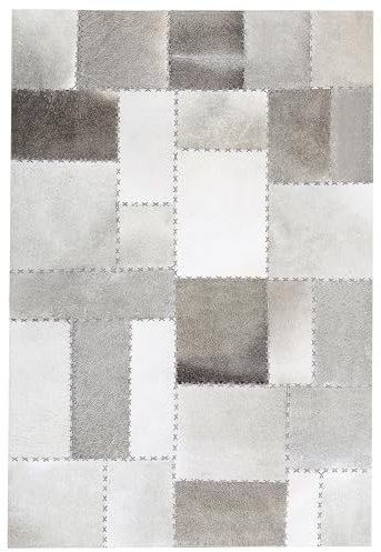 Beliani Eleganter Teppich aus Leder Taupe/braun Patchwork Kuhfell 140 x 200 cm Pervari