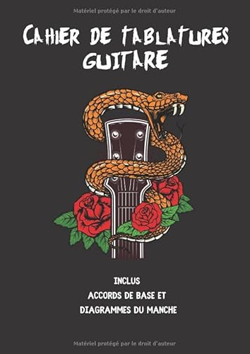 Cahier de tablatures guitare - Inclus accords de base et diagramme du manche: cahier de musique à compléter pour instrument 6 cordes, diagrammes d'accords et partitions vierges
