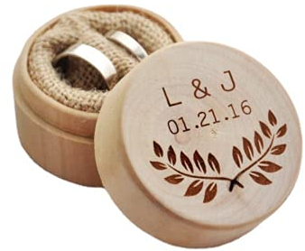 weiyou Holz Hochzeit Ring Box Rustikalen Hochzeit Ring Box Benutzerdefinierte Ring Bearer Box Halter Rustikale Hochzeit Geschenk (B)