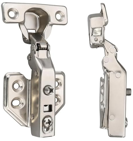 Luokim 26mm Mini Cup Soft Close Cabinet Hinges for Thin Door Full Overlay Concealed Cabinet Hinge with Screws Nickel Finish 2 Pcs