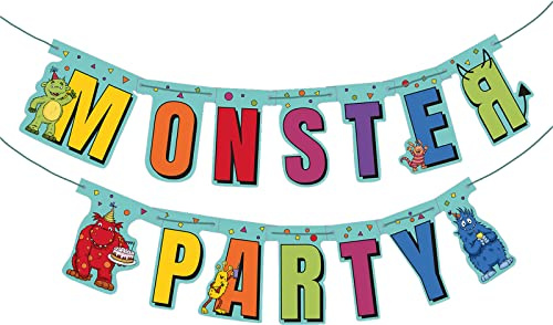 TIB Heyne Fun Monster Party Chain 122 cm Decoration for Children's Birthday Party and Theme Party | Children's Birthday Party Garland Banner