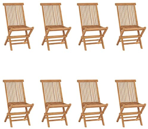 vidaXL Hopfällbara trädgårdsstolar 8 st massiv teak, hopfällbar stol, matstol, trädgårdsstol, hopfällbara stolar, matstolar, trädgårdsstolar, trästol