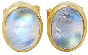 Mondstein Ohrringe Ohrstecker Gold Minimalistische Ohrringe Sterling Silber Mondstein Post Ohrring 6x8mm Oval Blau Mondstein Ohrstecker für Sie