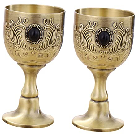 Cabilock 2 Pièces Verre De Vin Verre à Vin Calice En Étain Globe De Liqueur En Métal Calice De Vin Vintage Coupe De Vin D'époque Gobelet Décoratif Calice Royal Coup De Poing Alliage Ancien