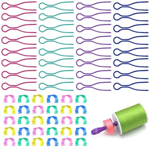 Sixfolo 62 Stück Spulenhalter Clips Bunt für Nähgarn Aufbewahrungfür | Spulenhalter Spulenfadenhalter,Bobbin Buddies Garnrollenhalter,Kunststoff Spulenklemmen für Nähmaschinen Zubehör