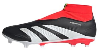 adidas Unisex Predator League Laceless Firm Ground Football Boots, Core Black/Cloud White/Solar Red, 43 1/3 EU