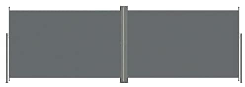 Makastle Doppel seitenmarkise Ausziehbar Sonnenschutz Sichtschutz für Balkon Terrasse Garten, Anthrazit 220x600 cm