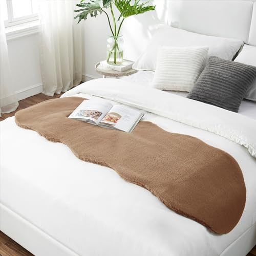 Teppich Wölkchen Fluffig Matta Av Fuskpäls - Kaninpäls, Kort Päls, Hög Pälsmatta För Vardagsrum Eller Sovrum Sängmatta, Deco Sittdyna För Soffa - Brun - 55x160cm Pälsform