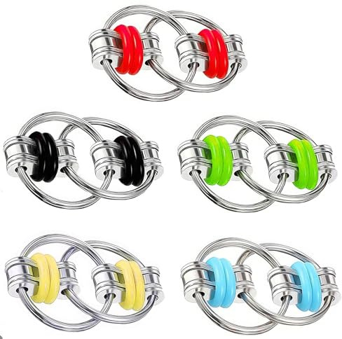 5-Teiliges Flippy-Kettenspielzeug, Rollenkettenspielzeug, Schlüsselring Bike Chain, Unendlicher Flip Chain, Fingerkettenspielzeug, für Kinder und Erwachsene Zum Stress- und Angstabbau