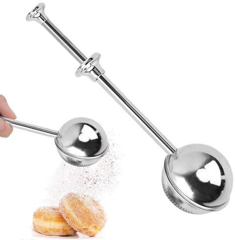 Nbhuiakl Saupoudreuse à farine en acier inoxydable, boule de poudre, passoire à thé, saupoudrer, bâton à poussière, pâtisserie, sucre en poudre, tamis à farine, distributeur de sucre en poudre,