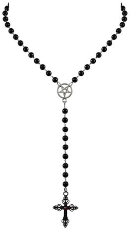 JJDreams Gothic Punk Halskette Schwarze Perlenkette mit Anhänger in Herzform Neckholder Choker Frau