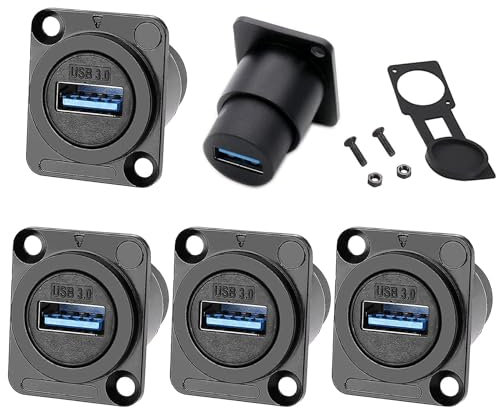 PENGLIN 5PCS USB3.0 D-TYPE Bulkhead Connector, USB3.0 Pass Through Panel Adapter, USB3.0 Panel Mount Female to Female Coupler
