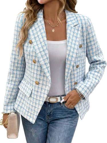 Mina Self Blazers for Women 2025 Winter Blue Womens Blazer Business Causal Fashion Jackets Boyfriend Dressy Professional Work Office Petite Fashion Ladies Women's Blazers & Suit Jackets