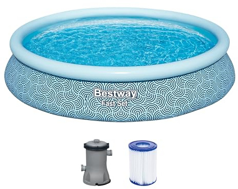 Bestway 57313-7 Set piscina gonfiabile Fast Set - forma rotonda 4.57 m x 84 cm, blu