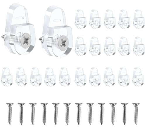 Lot de 50 supports de miroir - Clips de retenue en verre - Clips de support en verre avec 50 vis pour fixation de verre, miroir et fenêtre de 3 à 5 mm d'épaisseur