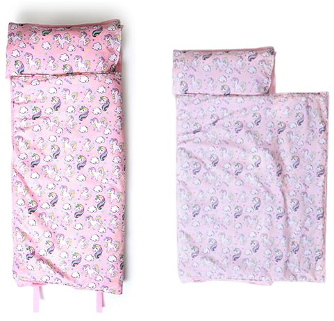 Sac de Couchage Tapis de Sieste pour Enfants avec Oreiller et Couverture, 120x50cm, Sac de Couchage 2 en 1 pour Garçons et Filles, Couverture de Sieste pour Crèche, Voyage et Camping