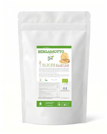 Biocal® - Fette di Bergamotto Biologico Disidratato per Cocktail, Infusi, Tisane e Decorazioni Alimentari Senza Zuccheri Aggiunti - 130g
