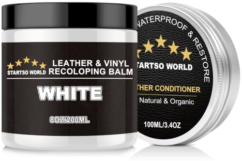 STARTSO WORLD leder Reparatur Set Weiß mit Lederfett, 200ml Flüssigleder, Lederfarbe, Leder-Schramm-Entferner, Leder- & Vinyl-Reparaturset für Möbel, Couchen, Sofas, Autositze, Schuhe