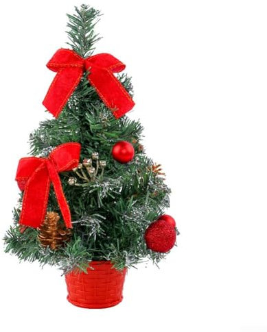 Mini-Weihnachtsbaum-Topf-Dekoration, Tischplatte, kleiner Weihnachtsbaum, künstlicher Weihnachtsbaum für Zuhause, Küche, Dekoration (rot)