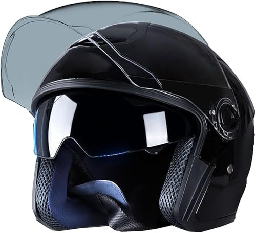 Jet-Helm · Motorrad-Helm Roller-Helm Scooter-Helm Bobber Mofa-Helm Chopper Retro Cruiser Vintage Pilot Biker ECE 22.06-Geprüft F,M/(57~58cm)